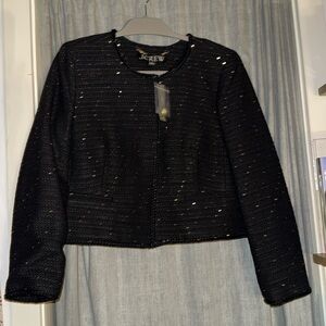 J Crew Louisa Lady Jacket in Black Sequin Tweed